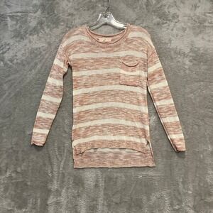 Pink Republic Sweater Womens Small Terra Clay Striped Long Sleeve Pocket